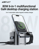 ACEFAST 6 in 1 Multifunction 15W Magnetic Wireless Charging Station For iPhone 16 15 GaN PD65W Charging Cube USB C Fast Charging